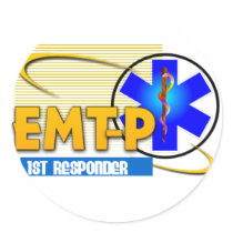 EMT-P 1ST RESPONDER EMERGENCY MED TECH PARAMEDIC ROUND STICKERS