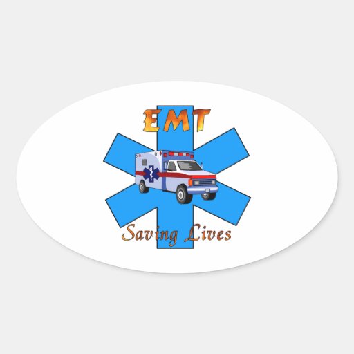 EMT Saving Lives Oval Stickers