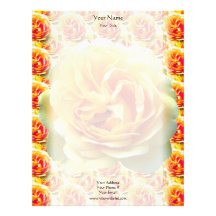 En-tête de lettre de fleur de rose jaune