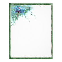 En-tête de lettre faisant le coin floral bleu