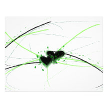 En-tête de lettre vert et noir de coeurs