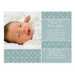 Encaustic Blue • Baptism Invitation Postcard