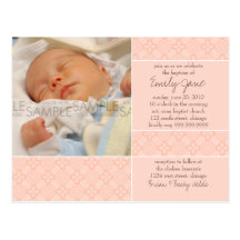 Encaustic Pink • Baptism Invitation Postcard