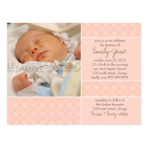Encaustic Pink • Baptism Invitation Postcard