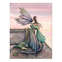 Enchanted Dusk Fairy Dragon Postcard