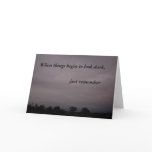 Encouragement card, dusk over treetops.