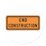End Construction Street Sign Stickers