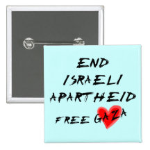 End Israeli Apartheid Free Heart Gaza Pinback Buttons