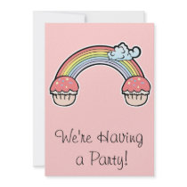 End of Rainbow Cupcakes Custom Invites