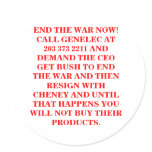 END THE WAR NOW ! CALL GENELEC AT 203 373 2211 stickers