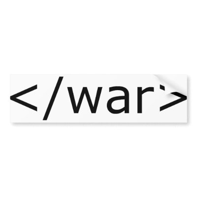 End War html - Black & White Bumper Sticker by fingerguns