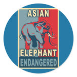 Endangered Asian Elephant Pop Art Tshirts Round Sticker