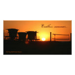 Endless summer beach sunset photo card