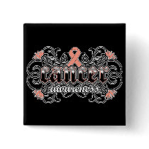 Endometrial Cancer Awareness Floral Ornamental Button