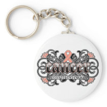 Endometrial Cancer Awareness Floral Ornamental Keychains