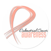 Endometrial Cancer Awareness Grunge Ribbon Sticker