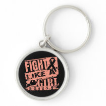Endometrial Cancer BurnOut Fight Like a Girl Keychain