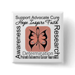 Endometrial Cancer Butterfly Inspirations Button