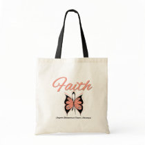 Endometrial Cancer Faith Butterfly Ribbon Tote Bag