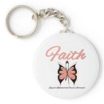 Endometrial Cancer Faith Butterfly Ribbon Keychains