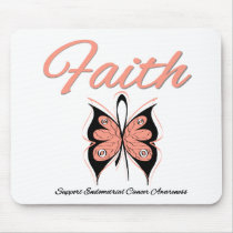 Endometrial Cancer Faith Butterfly Ribbon Mouse Pads