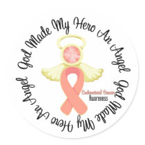 Endometrial Cancer God Made My Hero An Angel Round Sticker