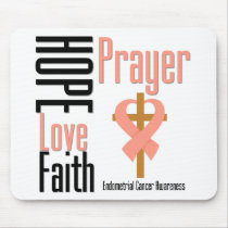 Endometrial Cancer Hope Love Faith Prayer Cross Mouse Pads