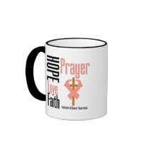 Endometrial Cancer Hope Love Faith Prayer Cross Coffee Mugs