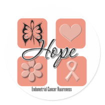 Endometrial Cancer Hope Love Inspire Awareness Round Stickers