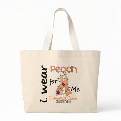 Endometrial Cancer I Wear Peach For Me 43 Canvas Bag by awarenessgifts