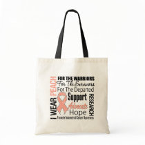 Endometrial Cancer I Wear Peach Ribbon TRIBUTE Tote Bags