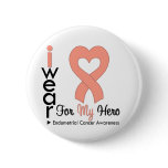 Endometrial Cancer Peach Heart Ribbon HERO Pin