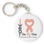 Endometrial Cancer Peach Heart Ribbon HERO Key Chains