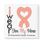 Endometrial Cancer Peach Heart Ribbon HERO Refrigerator Magnet