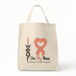 Endometrial Cancer Peach Heart Ribbon NANA Tote Bag
