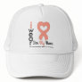 Endometrial Cancer Peach Heart Ribbon NANA Mesh Hats