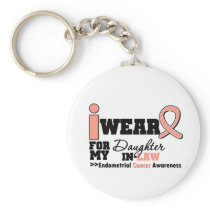 Endometrial Cancer Peach Ribbon Daughter-In-Law Keychains