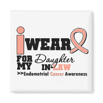 Endometrial Cancer Peach Ribbon Daughter-In-Law Refrigerator Magnet