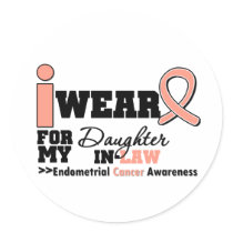 Endometrial Cancer Peach Ribbon Daughter-In-Law Round Sticker