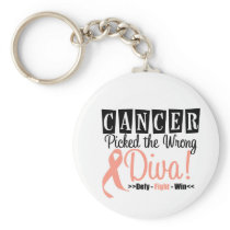 Endometrial  Cancer Picked The Wrong Diva v2 Keychains