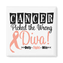 Endometrial  Cancer Picked The Wrong Diva v2 Fridge Magnets