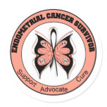 Endometrial Cancer Survivor Butterfly Round Stickers