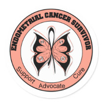 Endometrial Cancer Survivor Butterfly Round Stickers
