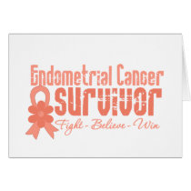 Endometrial Cancer Survivor Flower Ribbon Greeting Cards