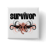 Endometrial Cancer Survivor Grunge Winged Emblem Pin