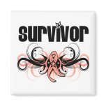 Endometrial Cancer Survivor Grunge Winged Emblem Refrigerator Magnets