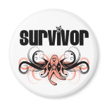 Endometrial Cancer Survivor Grunge Winged Emblem Magnet