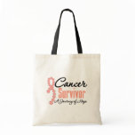 Endometrial Cancer Survivor Journey Ribbon Canvas Bags