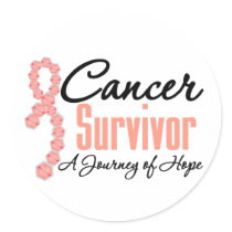 Endometrial Cancer Survivor Journey Ribbon Stickers