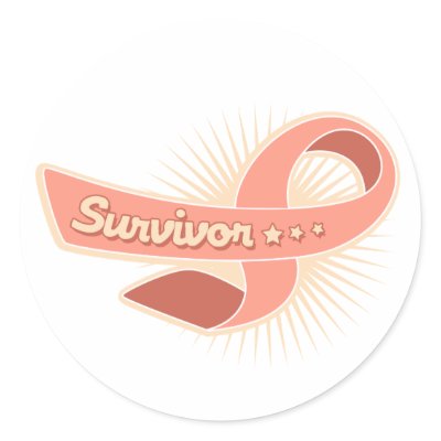 Endometrial Cancer Survivor Ribbon Round Stickers by giftsforawareness